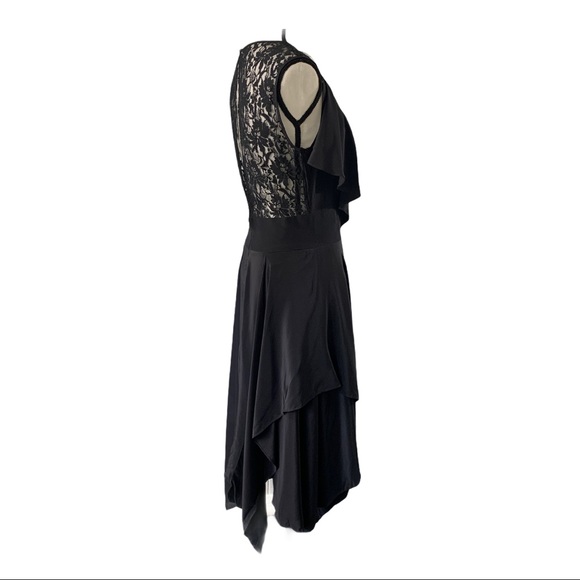 NWT BCBGMaxAzria Silk Black Lace Open Back Dress - Picture 5 of 12